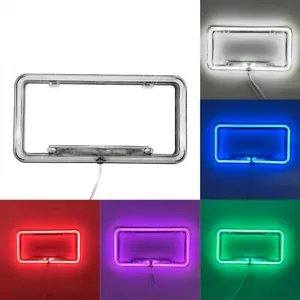 12V Car Neon License Frame LED Light Front Rear License Frame Holder Universal - Picture 1 of 16