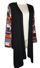 Dreagal Womens Cardigan Size XL Open Front Black with Southwestern Print Sleeves