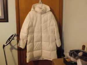 DKNY Women Quilted Hooded Bib Packable Puffer Jacket Coat Size XLarge White  NWT - Picture 1 of 7