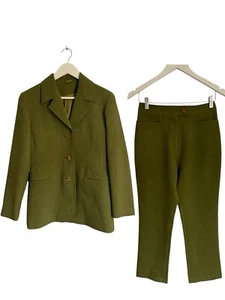 Vintage Blue Tag New Look Green Suit Jacket Trousers Size 8 Y2K 2 Piece - Picture 1 of 10