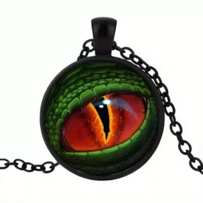Collar Colgante Redondo Ojo de Dragón Tiempo Gema Foto 1 de 4