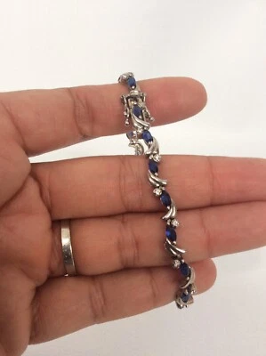 Precioso brazalete de zafiro de plata de ley 925 AD Foto 1 de 4