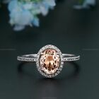 Engagement Art Deco Fine Birthday Ring 14k White Gold Morganite Diamond Gemstone