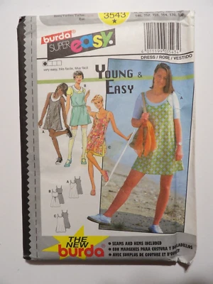 Burda Super Easy 3543 Juniors Dress, Robe, Vestido Size 11-12-13-14-15-16 - Image 1 of 3