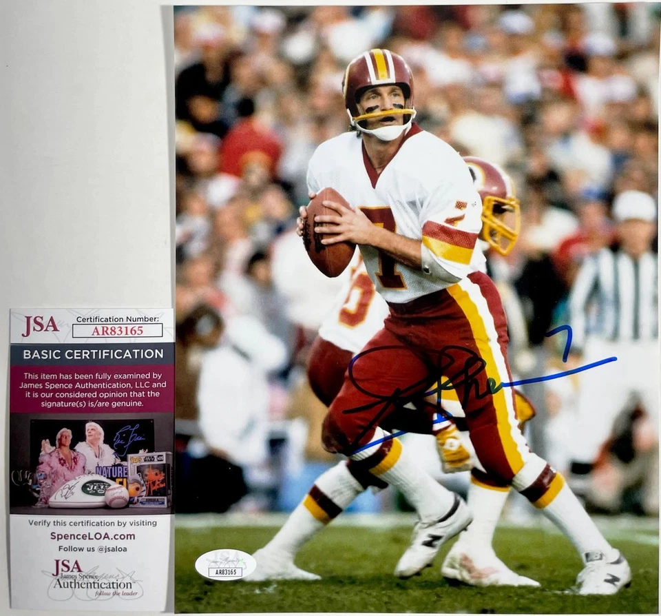 NFL Joe Theismann Signed Washington Redskins 8x10 Photo H Autograph JSA COA - Image 1 of 1
