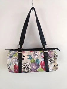 Croft & Barrows Canvas Floral Handbag Top Handle Purse Bohemian Cool Flowers Zip - Picture 1 of 15