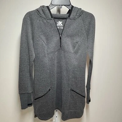 ZX Zeroxposur Active Hoodie Dress Long Sleeves Zip Closure Pockets Gray Size S - Image 1 of 4
