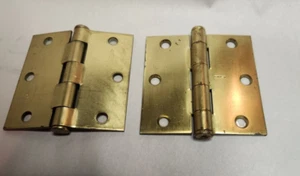 Old Stock PAIR Stanley Brass Plated Butt 3 x 3" Hinge  Steel New - Picture 1 of 2