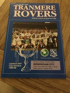 Tranmere Rovers V Birmingham City 1990 Soccer/football Programme - Picture 1 of 2