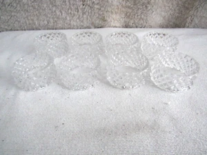8 Elegant Crystal Glass Round Napkin Rings Diamond Point Pattern 1.75" Dia x 1"W - Picture 1 of 6