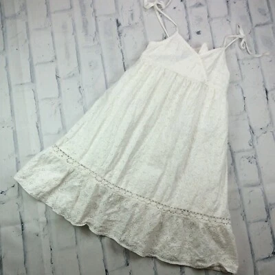 Vestido Solero Fresh Produce Niñas Blanco Ojales Talla 6 Corbata Correas de Espagueti Forrado Foto 1 de 4