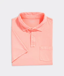 Vineyard Vines Mens Surfside Island Pocket Papaya Polo Garment Dyed Slub - Picture 1 of 2