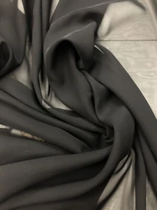 Plain Black Soft Crepe Georgette Chiffon Polyester Fabric Sheer Dress Metre - Picture 1 of 7