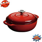 3 Qt Enameled Dutch Oven Induction Cooktops Broil Bake Kitchen Cast Iron Red New