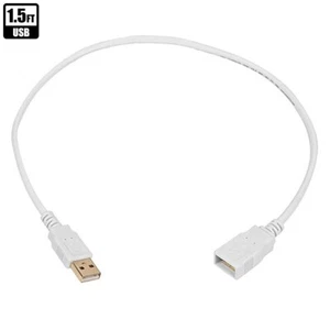 Cable de extensión USB 2.0 tipo A macho a hembra de 1,5 pies dorado PC Mac blanco - Imagen 1 de 3