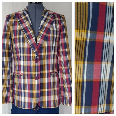 Chaqueta a Cuadros Vintage Boston Store Roja/Amarilla/Azul Talla 10 Foto 1 de 4