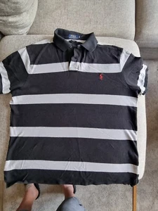Ralph Lauren black grey striped polo shirt size XL - Picture 1 of 4