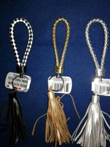 TASSEL Key Ring - Gold or Silver - Pink - Black & White Check - Picture 1 of 6