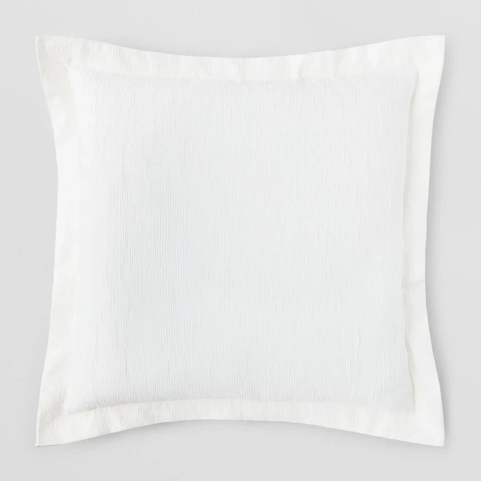 Hudson Park Textured Stripe Collection Euro Pillow Sham Ivory 20” ”