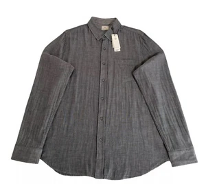 AG Adriano Goldschmied Gray Japanese Cotton Mens Large Button Up Shirt - Picture 1 of 12