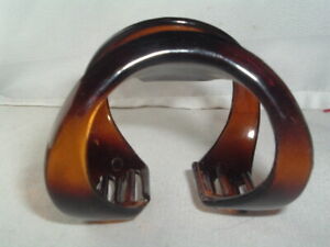 VINTAGE BROWN FAUX TORTOISE PLASTIC HINGED HAIR CLAW CLIP HAIR ACCESSORY