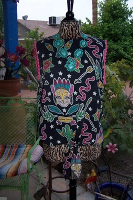 Blusa Vaquera Occidental $138 DOUBLE D RANCH XL Honky Tonk Gato Estampado Suroeste Foto 1 de 4