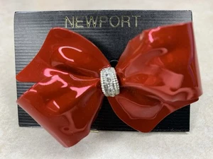 VTG Brooch Red Bow Metal Charming Rhinestones Sparkle Adorable Pin READ - Picture 1 of 16