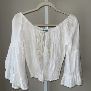 Antica Sartoria by Giacomo Cinque White Boho Peasant Blouse One Size - Picture 1 of 6