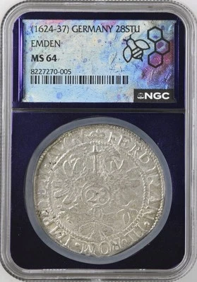 1624-37 GERMAN STATES EMDEN 28 STUBER 2/3 THALER NGC MS64 - Image 1 of 4