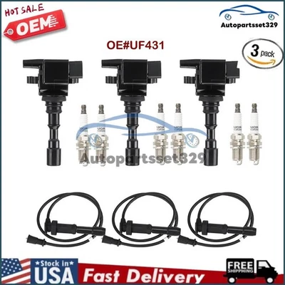3x Ignition Coil Pack & Spark Plugs & Wire Set For 03-06 Kia Sorento 3.5L UF431 - Image 1 of 4