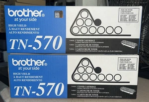 x2 OEM BROTHER TN-570 HIGH YIELD BLACK TONER CARTRIDGE - Picture 1 of 4