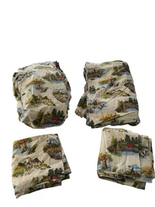 MAINSTAYS KING SIZE FLANNEL TOP , FITTED & PILLOW CASES FLY FISHING & Dogs More - Picture 1 of 15