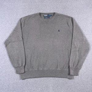 VTG Polo Ralph Lauren Sweater Mens XL Grey Knit Ribbed Embroidered 90s Y2K - Picture 1 of 9