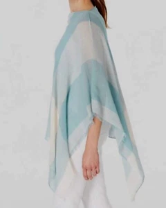 J. Jill ~ One Size ~NWT NEW Excellent Blue Gingham Asymmetric Poncho Top - Picture 1 of 10