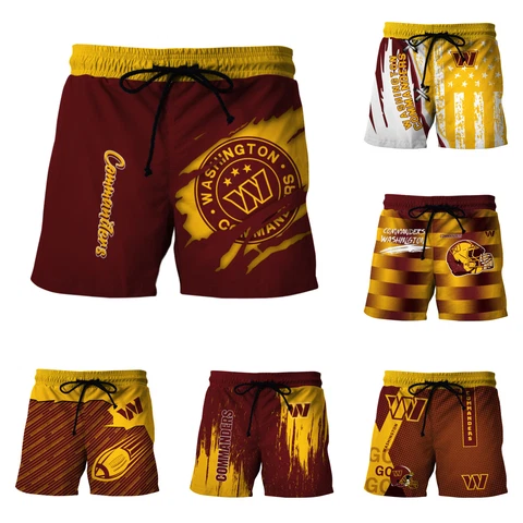 Washington Commanders Beach Board Shorts Summer Drawstring Quick Dry Swim Trunks Cover