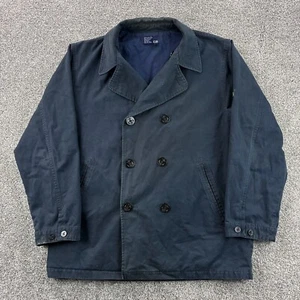 Vintage Nautica Pea Coat Mens XL Navy Blue Jacket Double Breasted Anchor Buttons - Picture 1 of 8