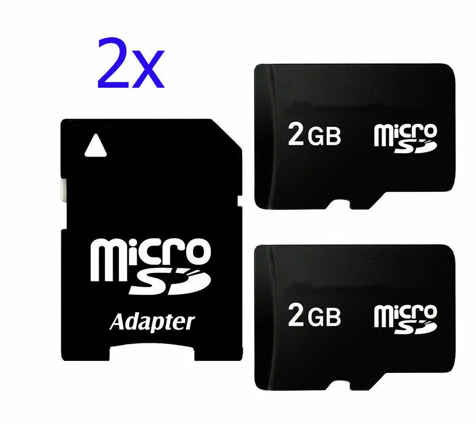 Lotto x2 Memorie + adattatore MICRO SD OEM 2GB Trans Flash TF x apparati MP3 MP4 - Immagine 1 di 1