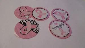 Pre Cut One Inch Bottle Cap Images PINK RIBBON CANCER Free Ship - Picture 1 of 1