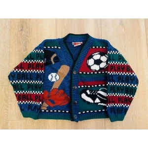 Vintage 90's Hot Cashews Baseball Theme Youth Long Sleeve Button Up Sweater - Picture 1 of 7