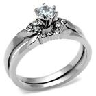 Platinum/Steel Alloy 1/2 Carat Simulated Moissanite 2 Wedding Rings Size 7+1/4