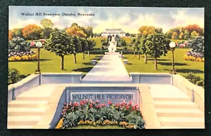 Walnut Hill Reservoir Streetview Omaha Nebraska Wahrzeichen Leinen Postkarte - Bild 1 von 2