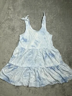 NWT Swim Cover Up Dress XS Tiered Mini Blue White Tie Dye MIKEN Swim Hydrangea - Image 1 of 4