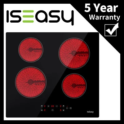 ISEASY Piano Cottura Elettrico Vetroceramica Incasso 60cm 4 Fuochi Risparmio