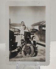 2 boys on Motorcycle Kid Child 1947  vintage photo old original 2 1/2 x 3 1/2