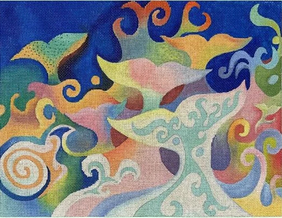 Needlepoint Handpainted Brenda Stofft Whale Dance - Image 1 of 1