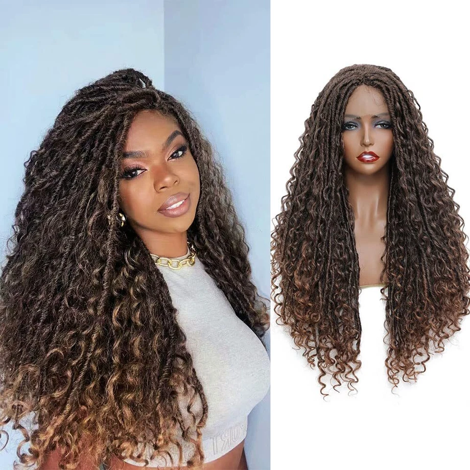 Парик Goddess с искусственными локонами длинный плетеный T-образный парик с кружевной передней частью с детскими волосами  - Изображение 1 из 4