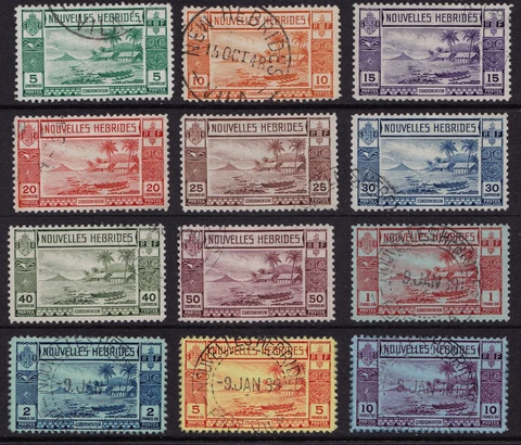 Nouvelles Hebrides fine used 1938 French gold currency set SG nos. F53-F64 Cover