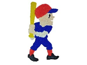 Vintage Retro Melted Plastic Popcorn Wall Decoration Baseball Player RARE COLORS - Picture 1 of 13