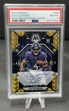 2023 PANINI MOSAIC ZAY FLOWERS RC BLACK GOLD 7/8 AUTOGRAPH CHOICE PSA 8 RAVENS
