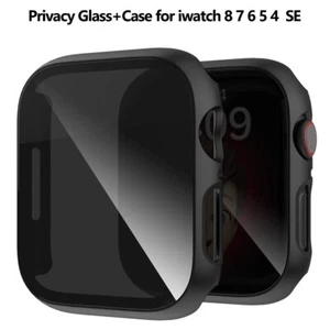 Privacy Glass+Case For Apple Watch 45mm 41mm 44mm 40mm Tempered Anti-Peeping Scr - Picture 1 of 40